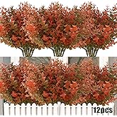RECUTMS 12 Bundles Artificial Fall Flowers No Fade Faux Autumn Plants, Fake Indoor Outdoor Greenery Fall Decorations for Thanksgiving Christmas Wedding Party Home Garden Fireplace Décor