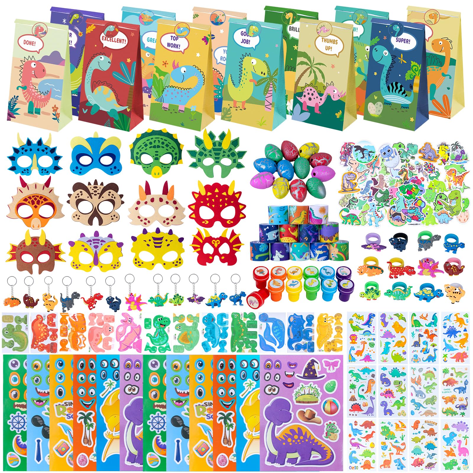 MJKTF Dinosaur Party Favors, Dinosaur Birthday Party Supplies, Dinosaur Goodie Bags for Kids Birthday, Dinosaur Themed Party Toys