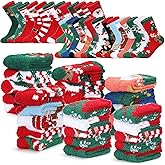 Toulite 72 Pairs Christmas Fuzzy Socks Women Novelty Colorful Patterns Cartoon Fluffy Christmas Socks for Xmas Winter Holiday Gifts Outdoor Indoor