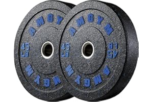 AMGYM 2 Inch Bumper Plates High Bounce,10-540lbs,Weight Plates for Strength Training,Floor-Protective Barbell Weights for Home Gym,Colored Rubber Weight Plates Set for Weight Lifting.