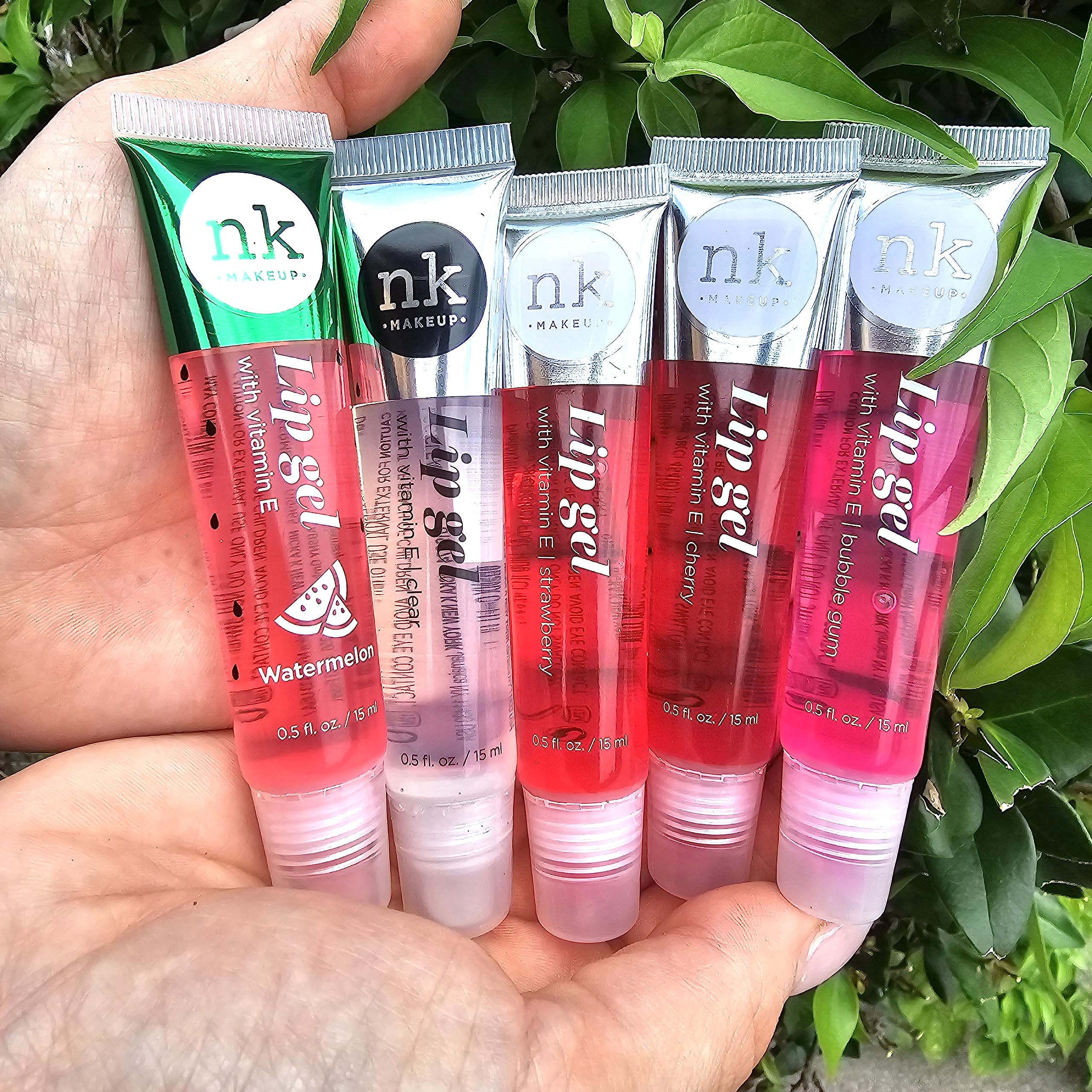The Make-Up Artist Project 5 Pack Lip Gloss Set of Lip Gels - Clear, Watermelon, Strawberry, Cherry, and Bubble Gum Hydrating Lip Glosses with Vitamin E