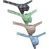 iKingsky Men's Colorful Big Pouch Thong Underwear Sexy Enhanced Underpanties Low Rise Bulge T-back Underwear