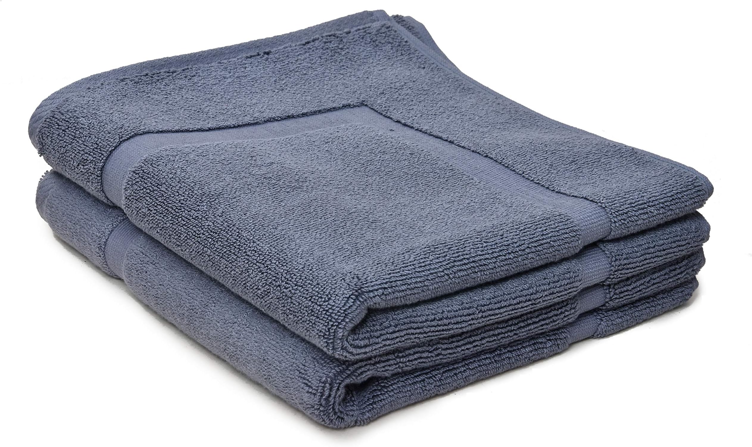 F2L Fresh from Loom Machine Washable Ringspun Cotton Bath Mat/Rug for Bathroom (Slate) - Pack of 2 Pieces