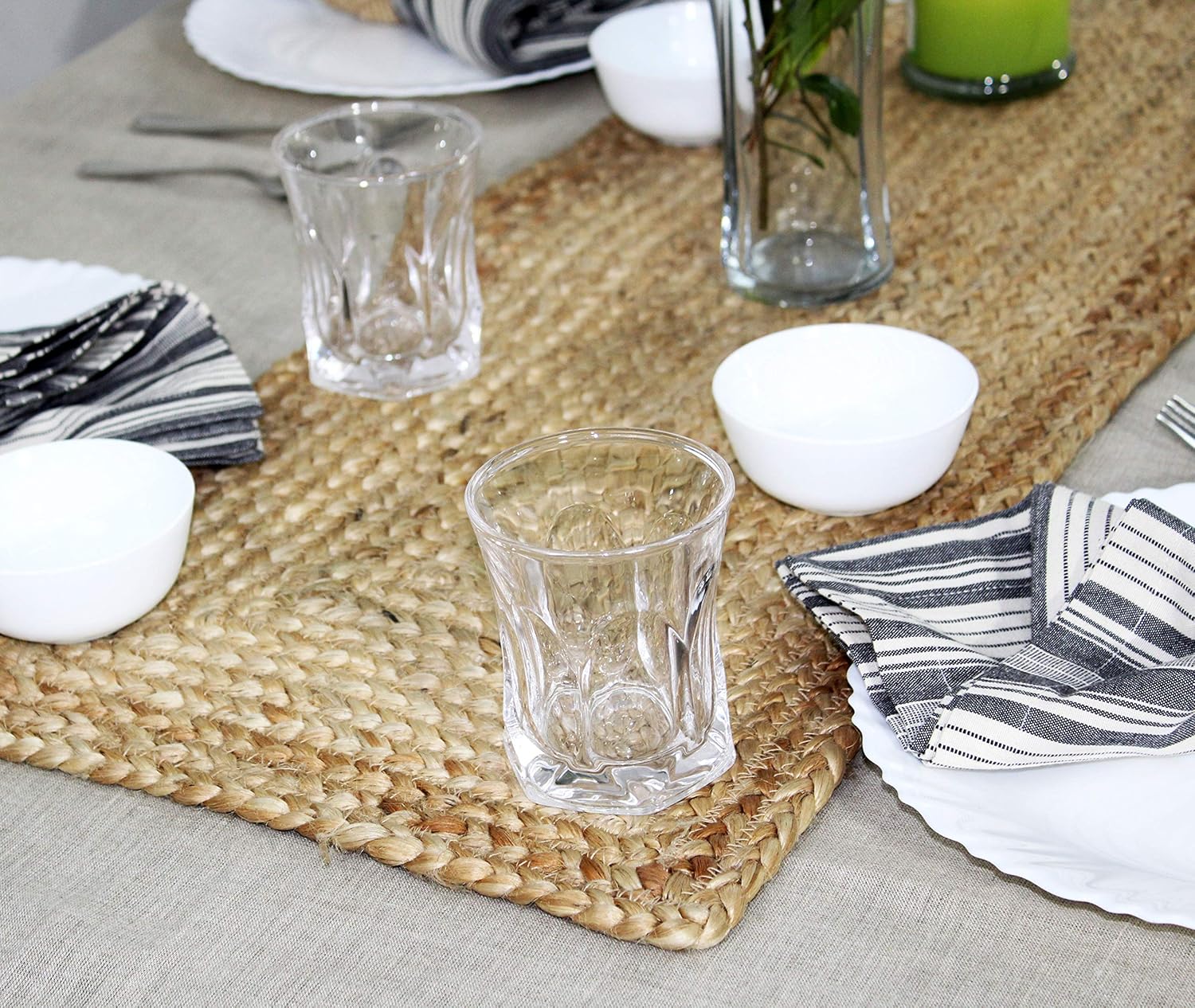 COTTON CRAFT - 100% Jute- Reversible Jute Braided Table Runner - Natural - 13 x 36 Inch - Hand Woven Rectangular Plain - Spot Clean Only.: Home & Kitchen