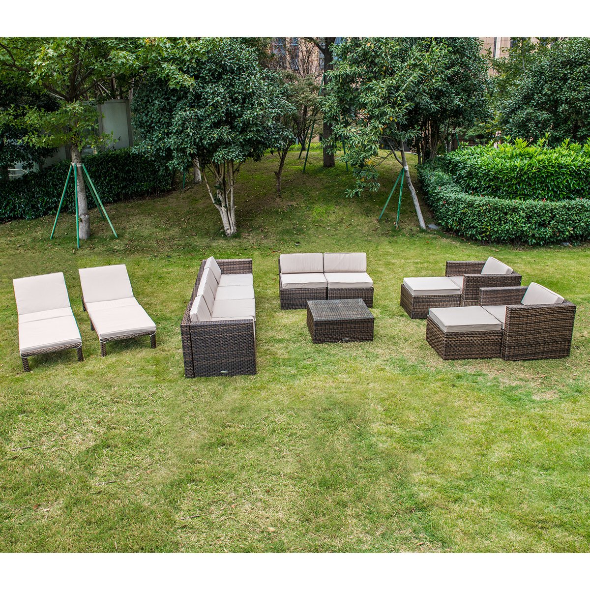 Sofas Patio Lawn Garden Magic Union Outdoor Patio Pe Rattan Wicker Cushion Patio Furniture 13 Pieces Sofa Set