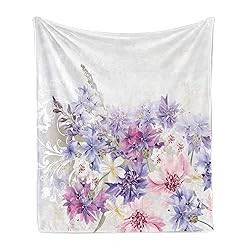 Ambesonne Lavender Throw Blanket, Pastel