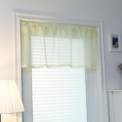 Corps Gema Kitchen Valances For Windows 18 Inch Sheer Valance Curtains Rod Pocket Voile Valances For Bedroom Windows Beige Valances For Windows 2