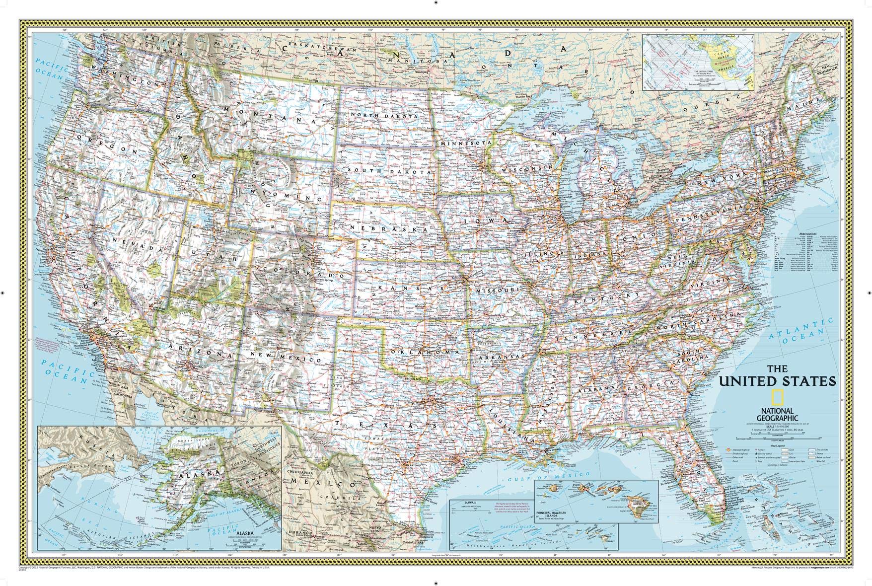 National Geographic: United States Classic Wall Map - Poster Size - 36 x 24 inches - Art Quality Print