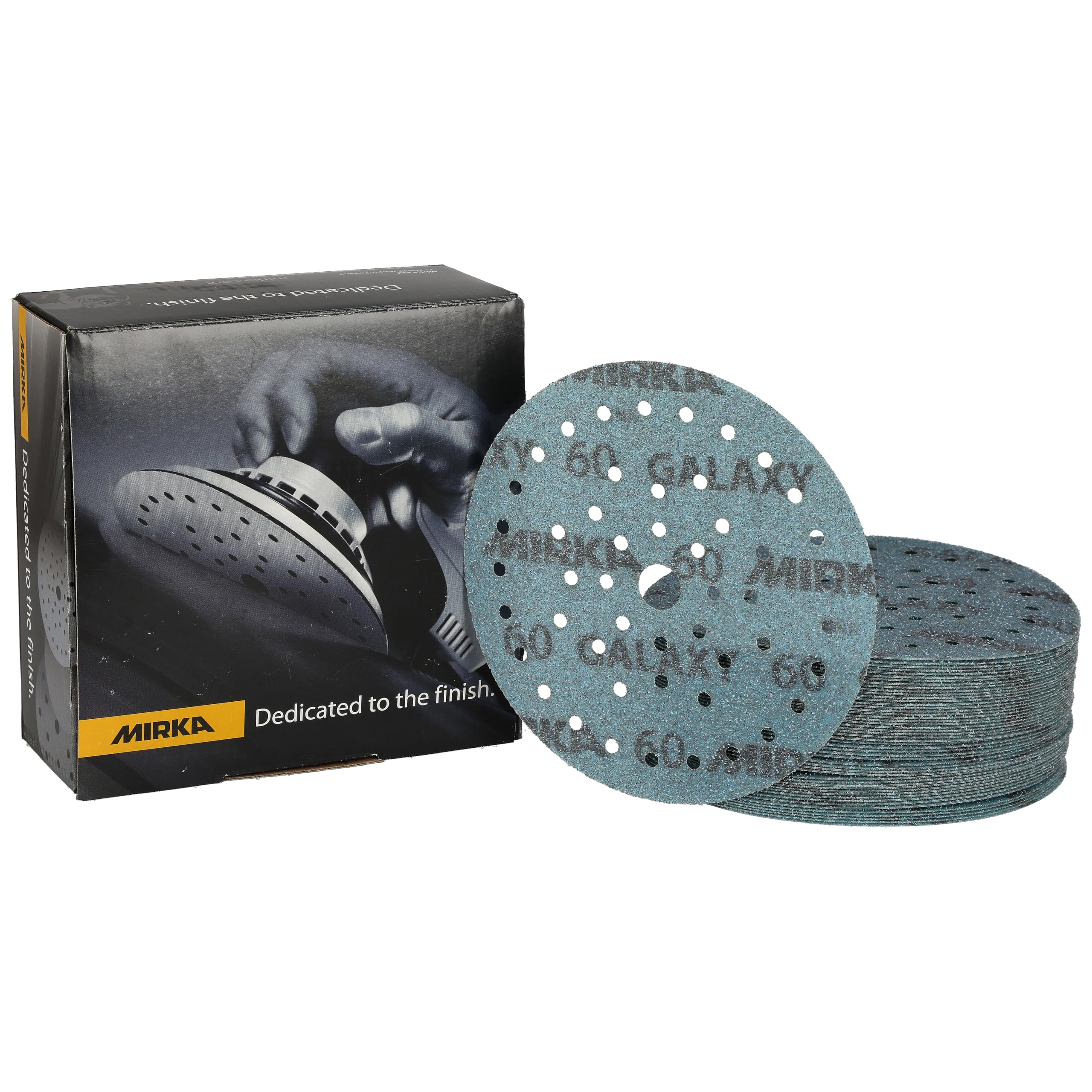 Mirka Galaxy epoxy sandpaper 150mm Hook & Loop grit 60 for sanding epoxy resin, wood, epoxy, rivertable / 50 pcs sanding discs — image 1