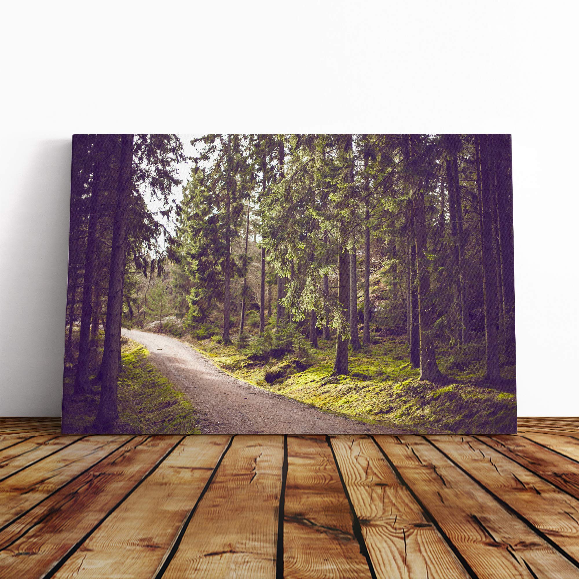 Landscape The Green Forest (3) Canvas Print | Gallery Wrapped 30mm Frame Wall Art | 20x14 inches | Ready to Hang | Modern Landscape Picture | Living Room Bedroom Lounge Office