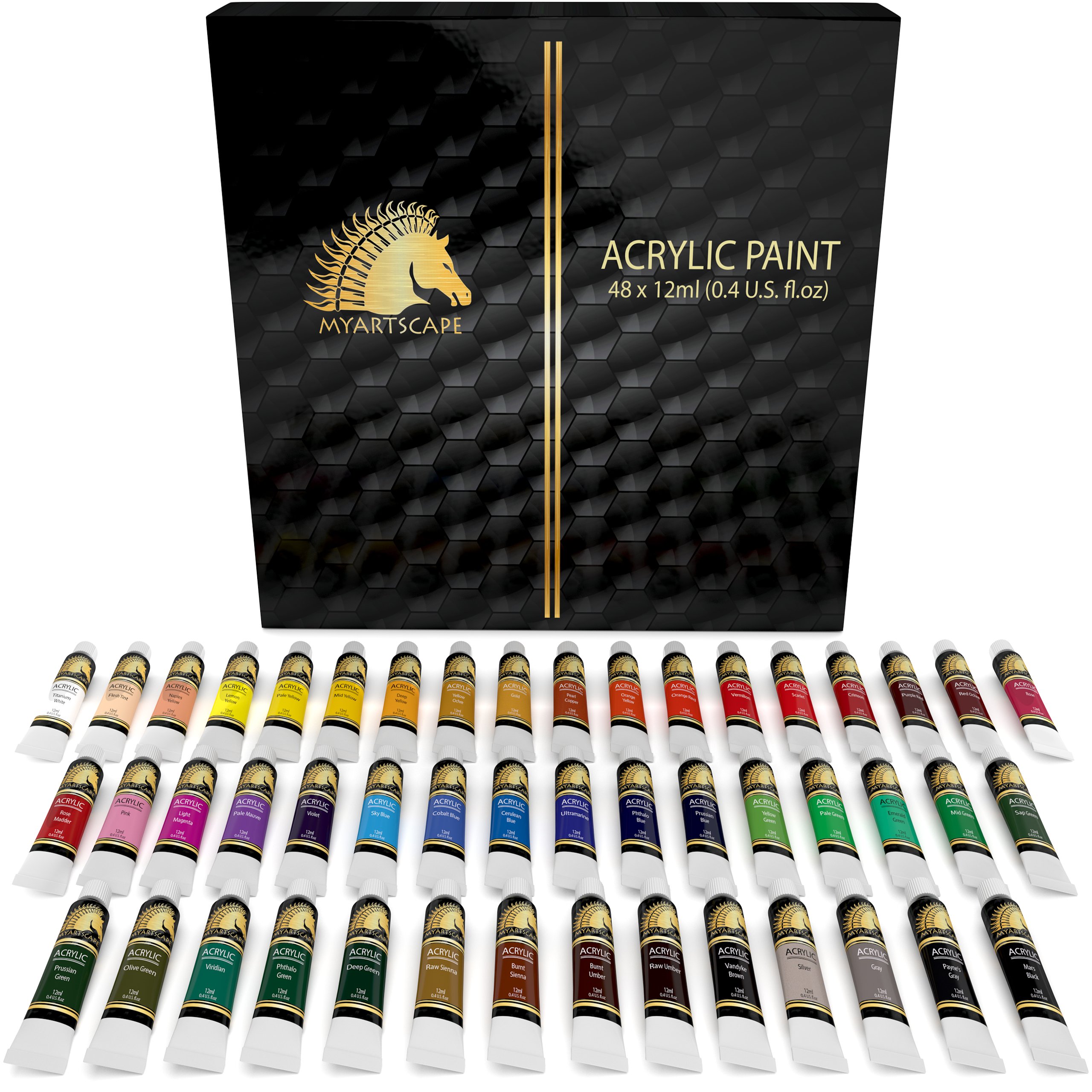 Acrylic Paint Set 48 x 12ml Tubes Artist Quality Art Paints