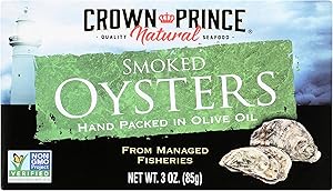 Crown Prince Natural Smoked Oysters in Pure Olive Oil, 3 Ounce
