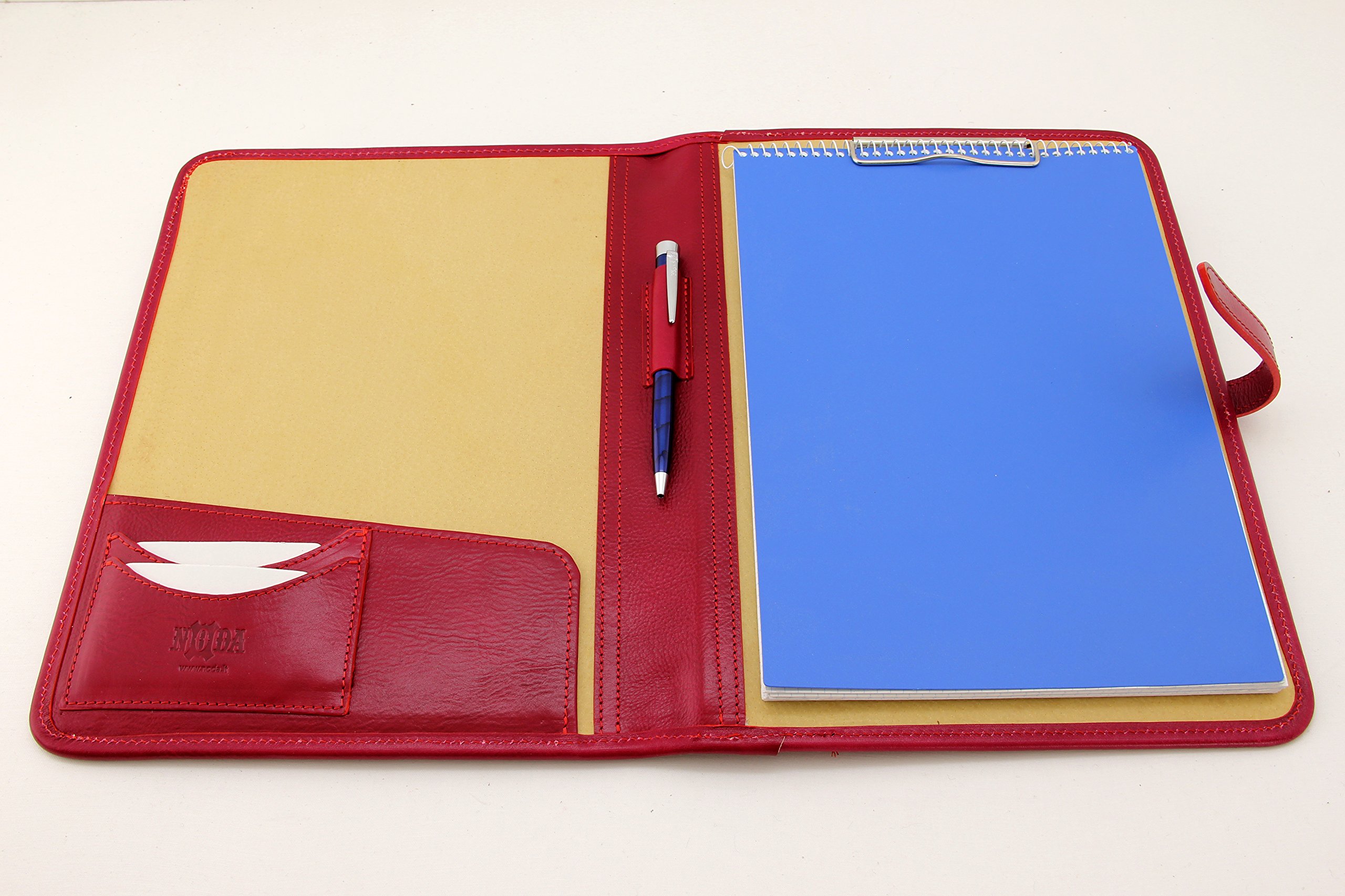Genuine Leather clipboard with Storage (Red)