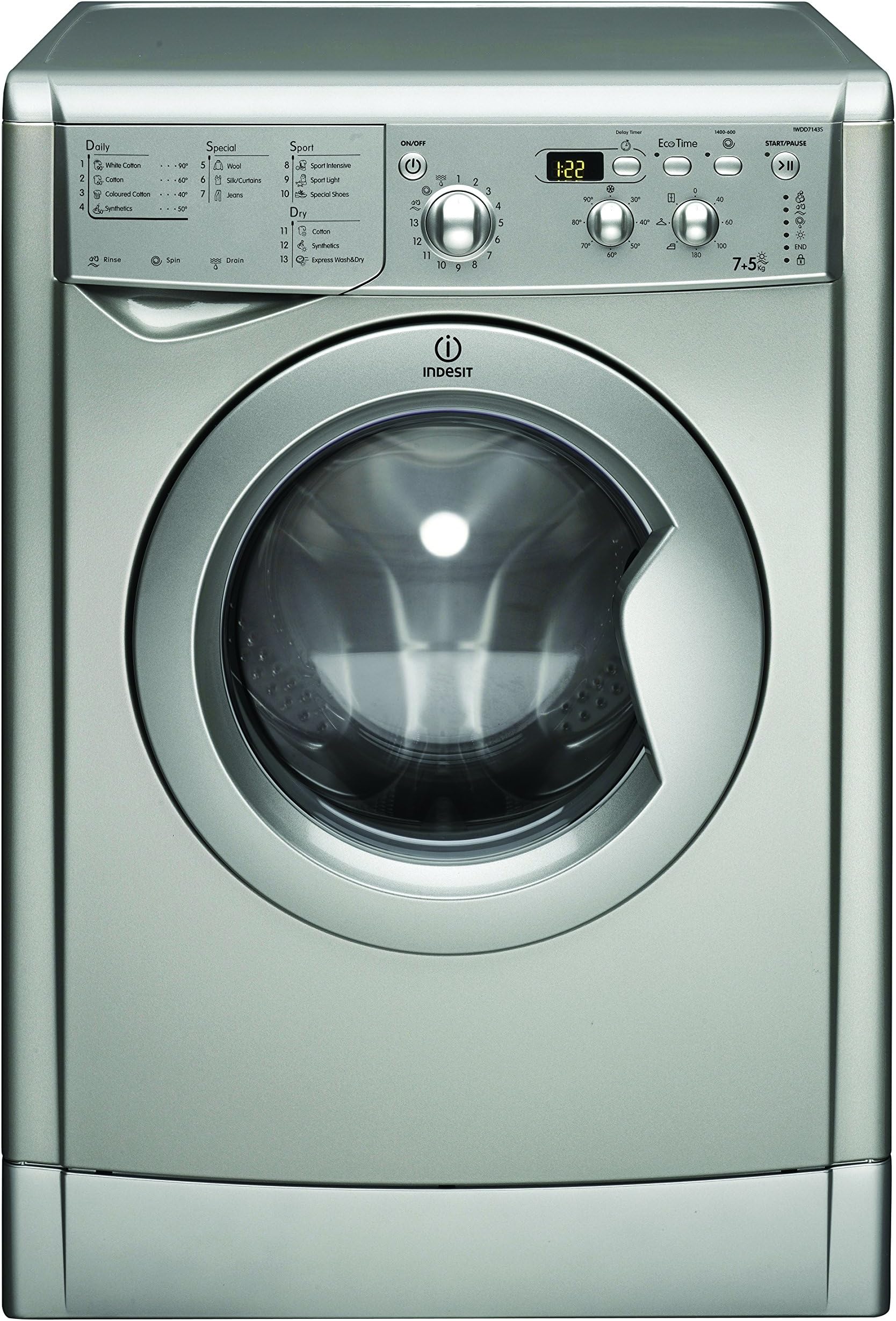 Indesit Eco Time IWDD7143S 7Kg / 5Kg Washer Dryer with 1400 rpm - Silver