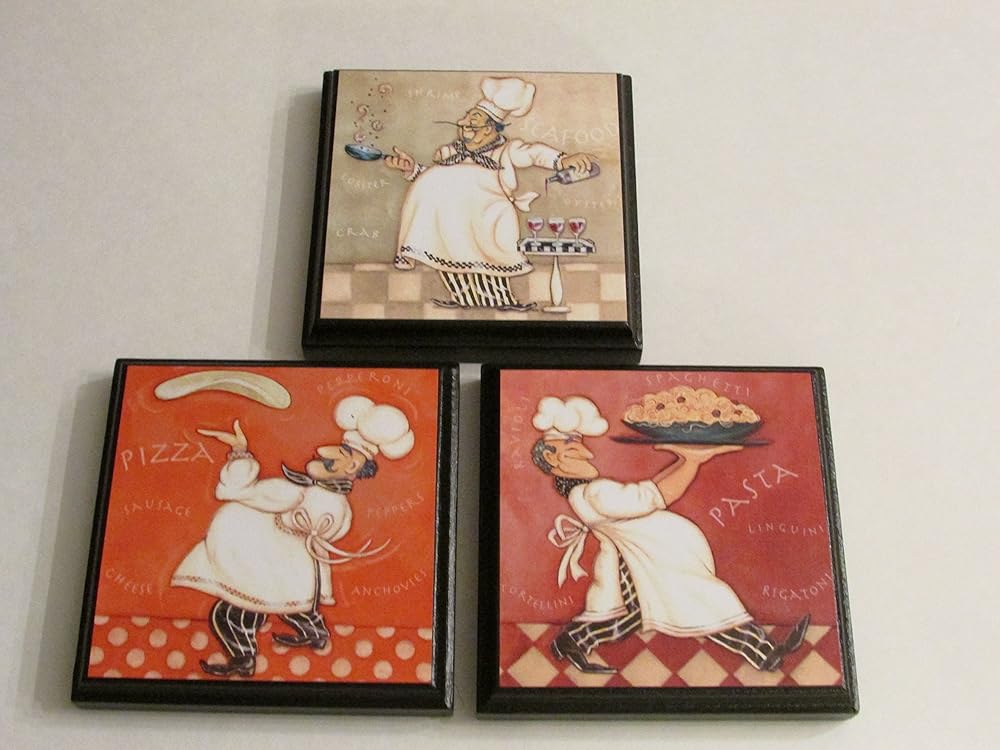 Amazon Com Kitchen Chef Wall Plaques Set Of 3 Chef Kitchen