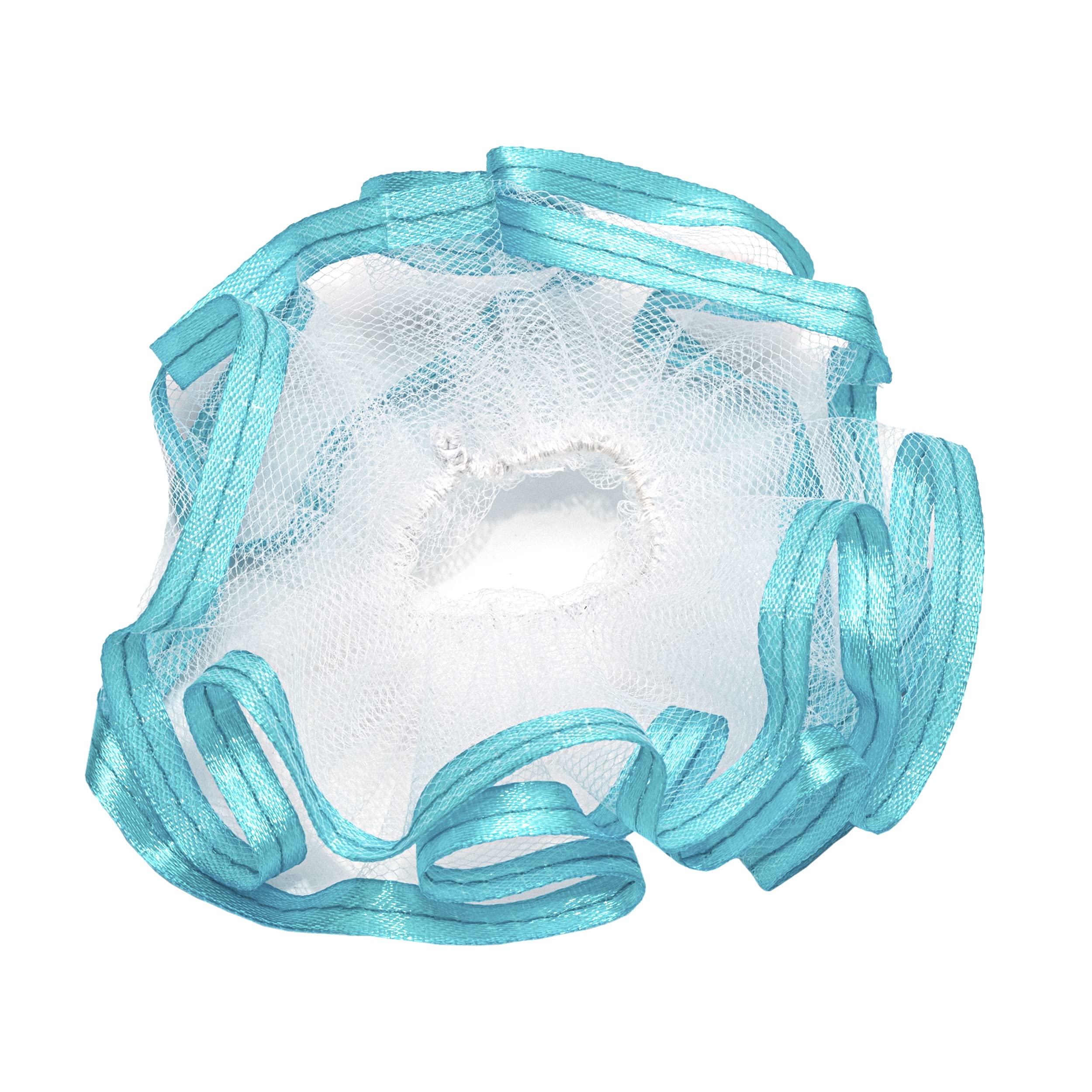 NKlaus 14426 Christening Candle Cuff Communion Tulle Drip Protection 12 x 9 cm Turquoise Satin Ribbon