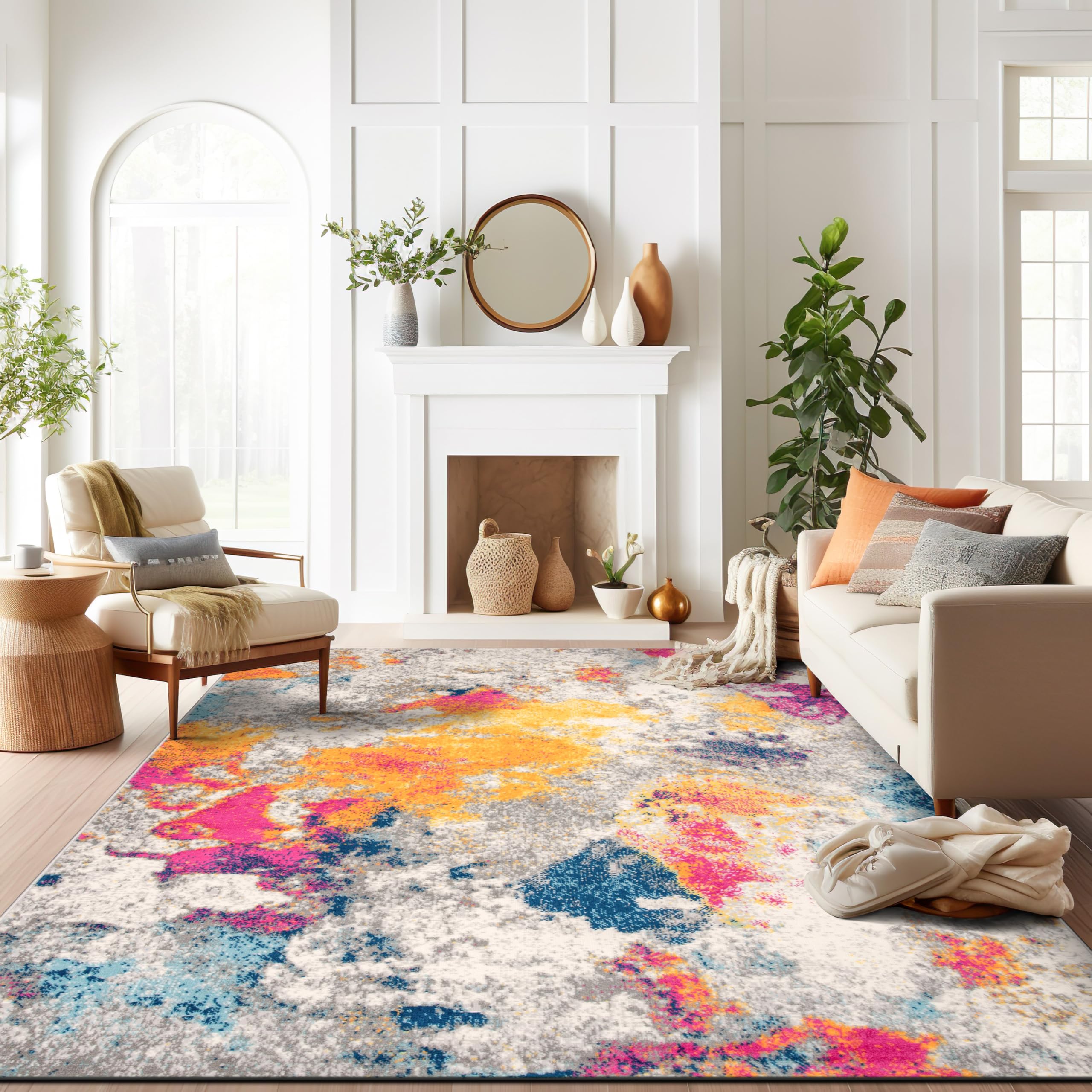 Rugshop Sky Collection Modern Abstract Area Rug 12′ x 15′ Multi