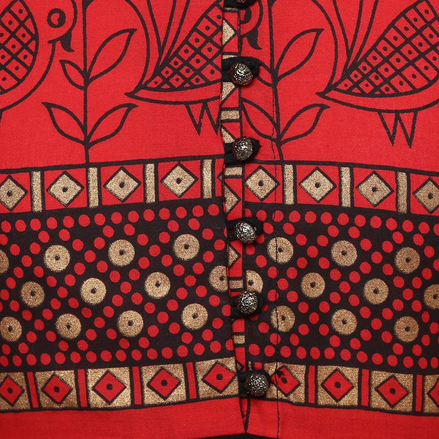 ives women's cotton anarkali kurti (red)