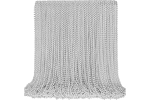 SHAOQINLIN 100 PCS Silver Mardi Gras Beads, 33" Silver Christmas Beads Necklaces, Metallic Patriotic Beads Necklaces, Parade Throws Accessories for Christmas Independence Day New Year Party Favors