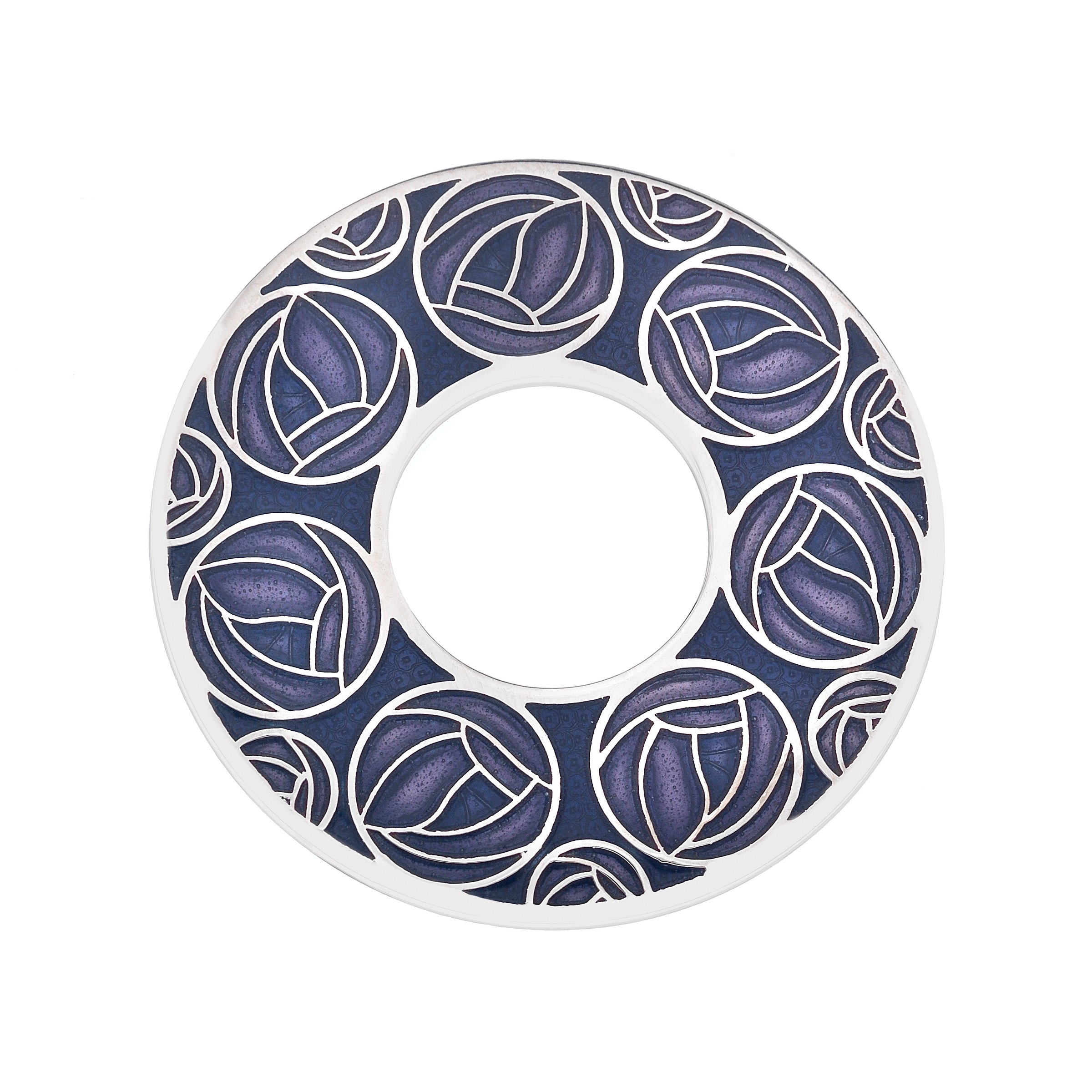 Sea Gems Ladies Rennie Mackintosh Design 40MM Round Rose Annulus Brooch in Gift Box 7699 (Purple)