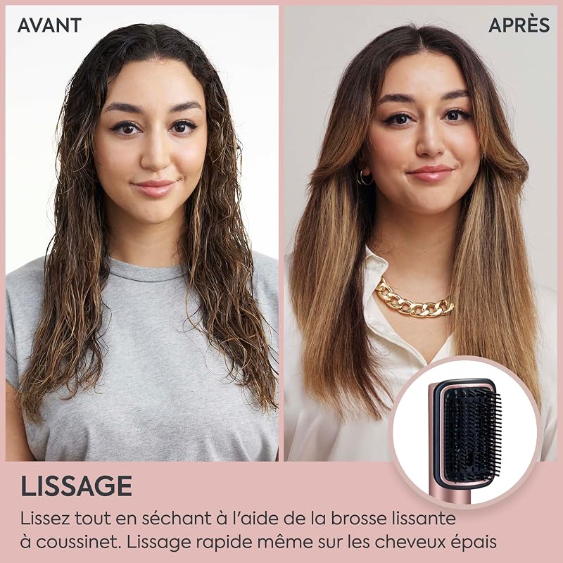 Air Wand, Sèche‑cheveux avec Diffuseur, Styler 4-en-1 & Vanity Case offert, Brosse Lissante et Styler Volume pour Cheveux Secs ou Mouillés, Technologie Ionique Anti‑Frisottis, Rose, AS6556E