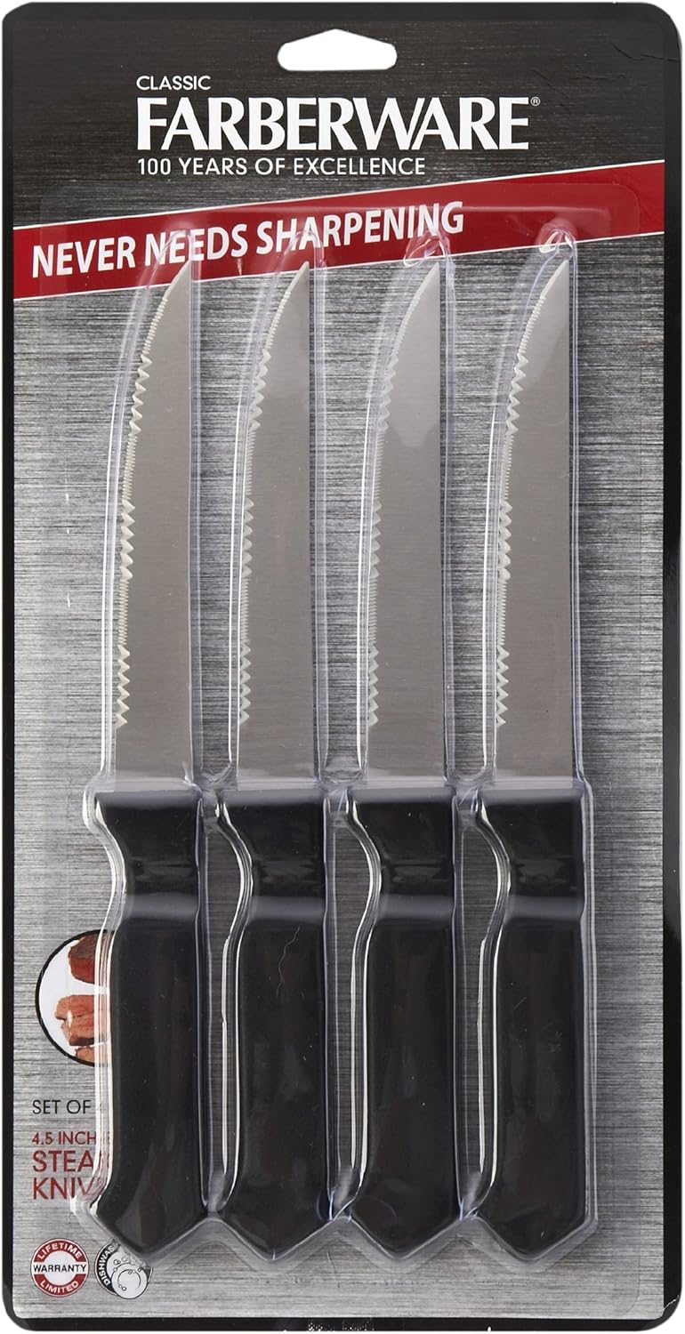 Amazon Com Farberware Classic Never Needs Sharpening Steak Knife Set Of 4 Kitchen Dining