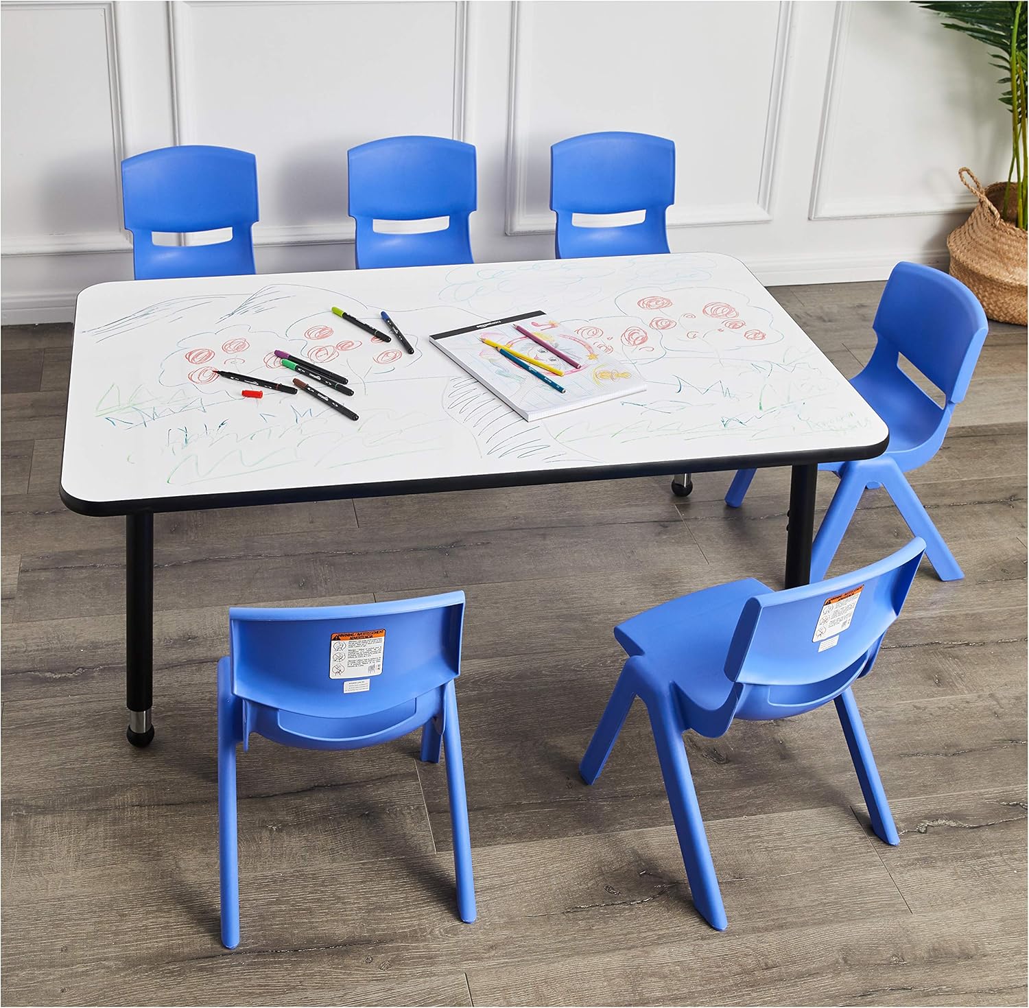  Basics 10 Inch School Classroom Stack Resin Chair, Blue, 6-Pack: Industrial & Scientific