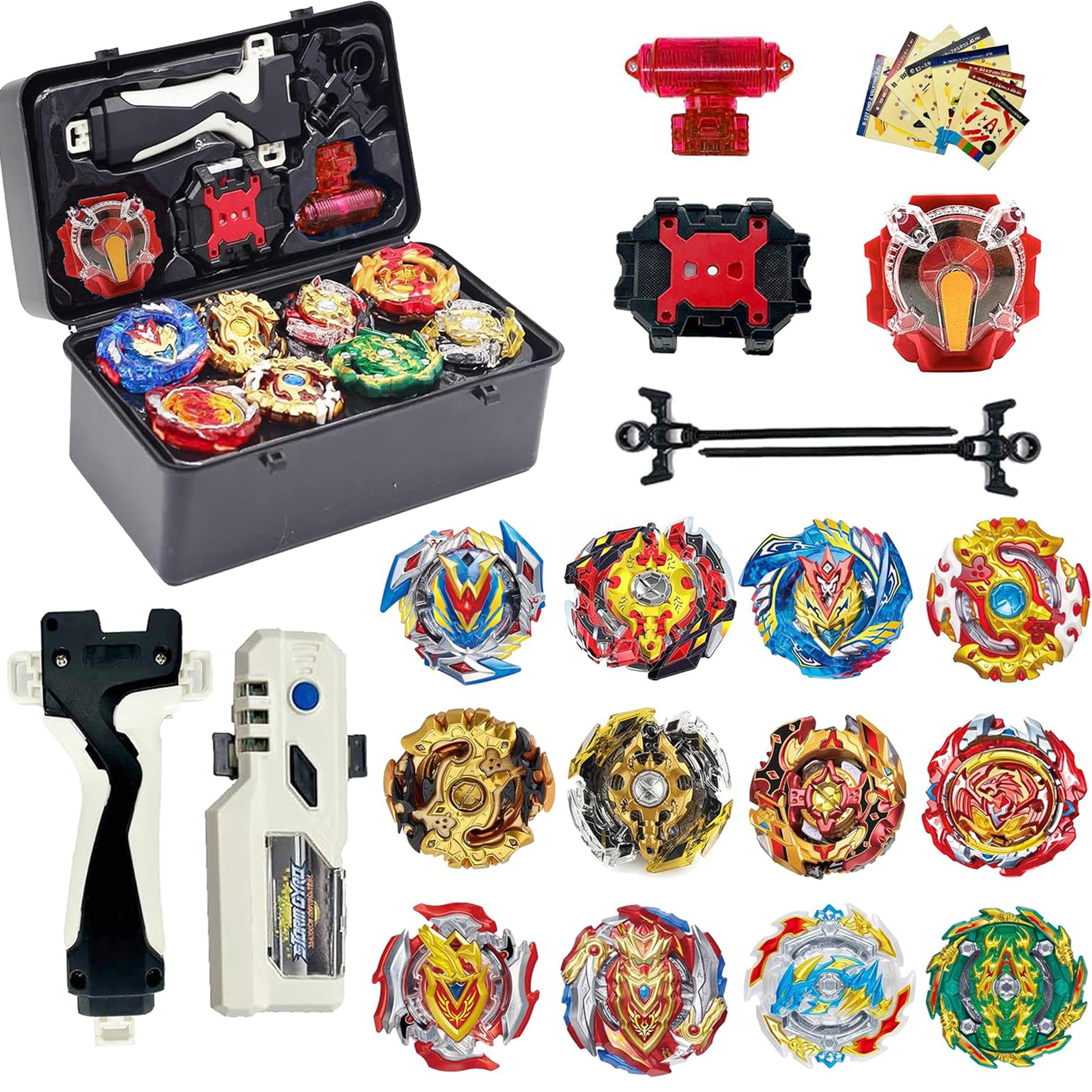 Gytobytle 12in1 Bey Spinning Tops with Box Metal Fusion Blade Battling Battle Gyros Set, with Sound and Light Handle and Spark Launcher