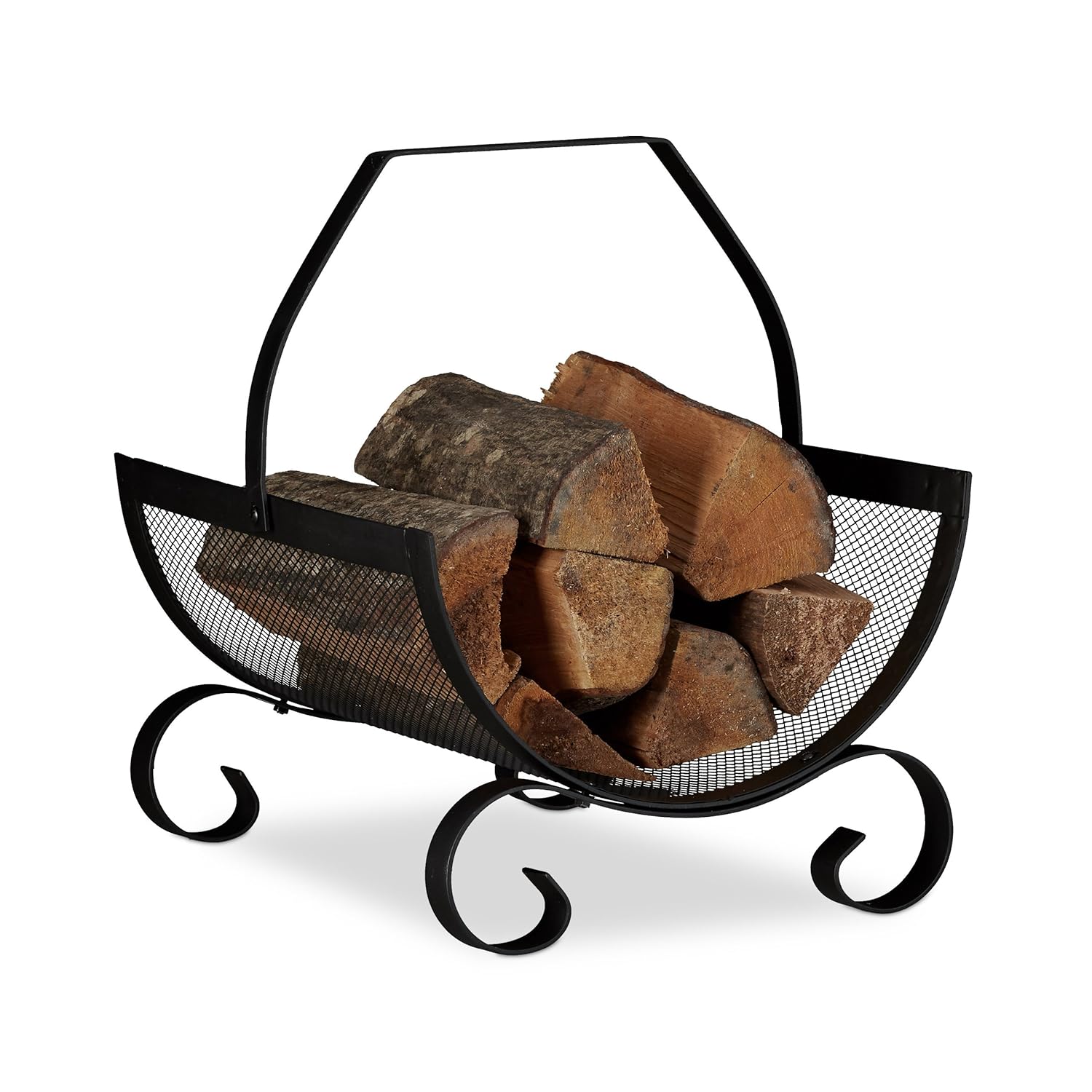 Relaxdays Firewood Basket, Large Fireplace Wood Cradle, Metal Log