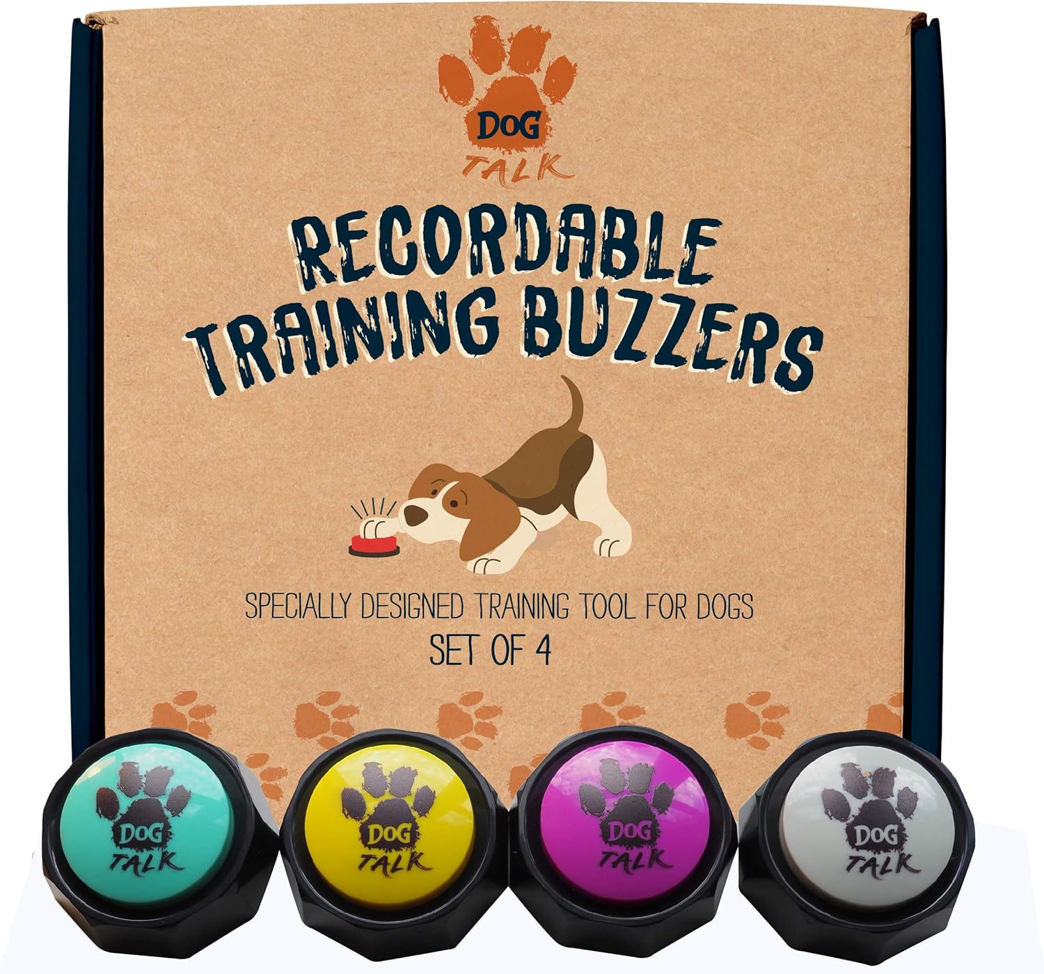 Recordable Training Buzzers Set of 4. Dog & Puppy Speech Training