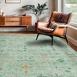 Living Room Area Rug - 6x9 Washable Low Pile