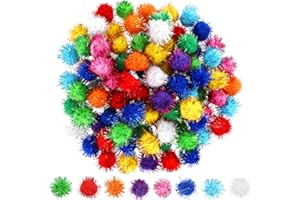 ASTER 100Pcs Craft Pom Pom Balls (1 inch), Colored Pom Poms Arts and Crafts, Soft and Fluffy Craft Pompoms Bulk Large Fuzzy Pompom Balls for Crafts DIY Creative Crafts Decorations