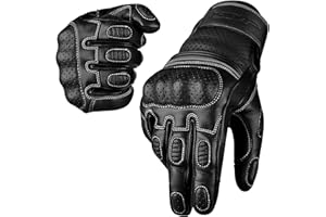 J.A.G. Motorcycle Gloves - Premium Leather Perforated Motorcycle Gloves for Men with Knuckle Protection | Touchscreen Motorbike Riding Gloves
