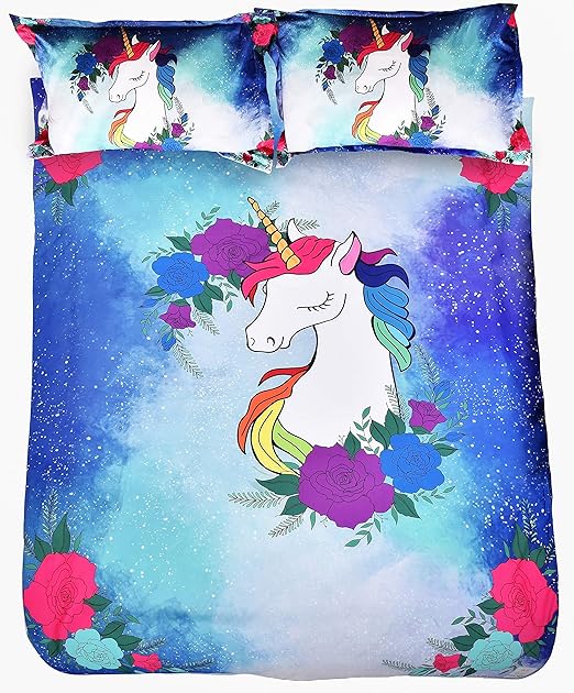 Amazon Com Unicorn Bedding Twin For Girls Unique Galaxy Set With