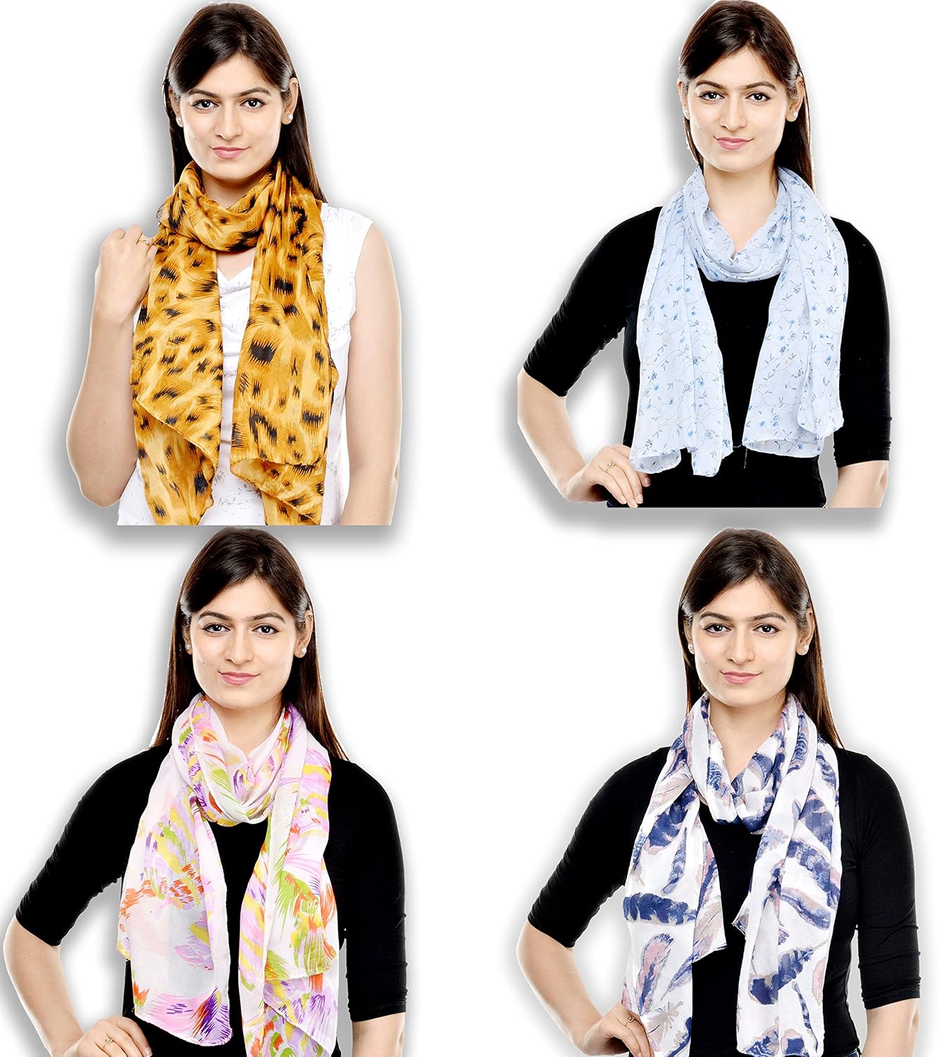 weavers villa set of summer scarf soft polycotton trendy scarves, stoles (multiple combo variations)