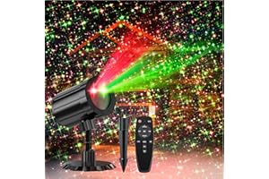 Linbii Christmas Projector Lights Outdoor, Dual-Color Starry Sky Outdoor Christmas Projector Lights with Remote & Timer, IP65 Waterproof for Christmas Decorations, Holiday,Yard, Garden & Party Decor