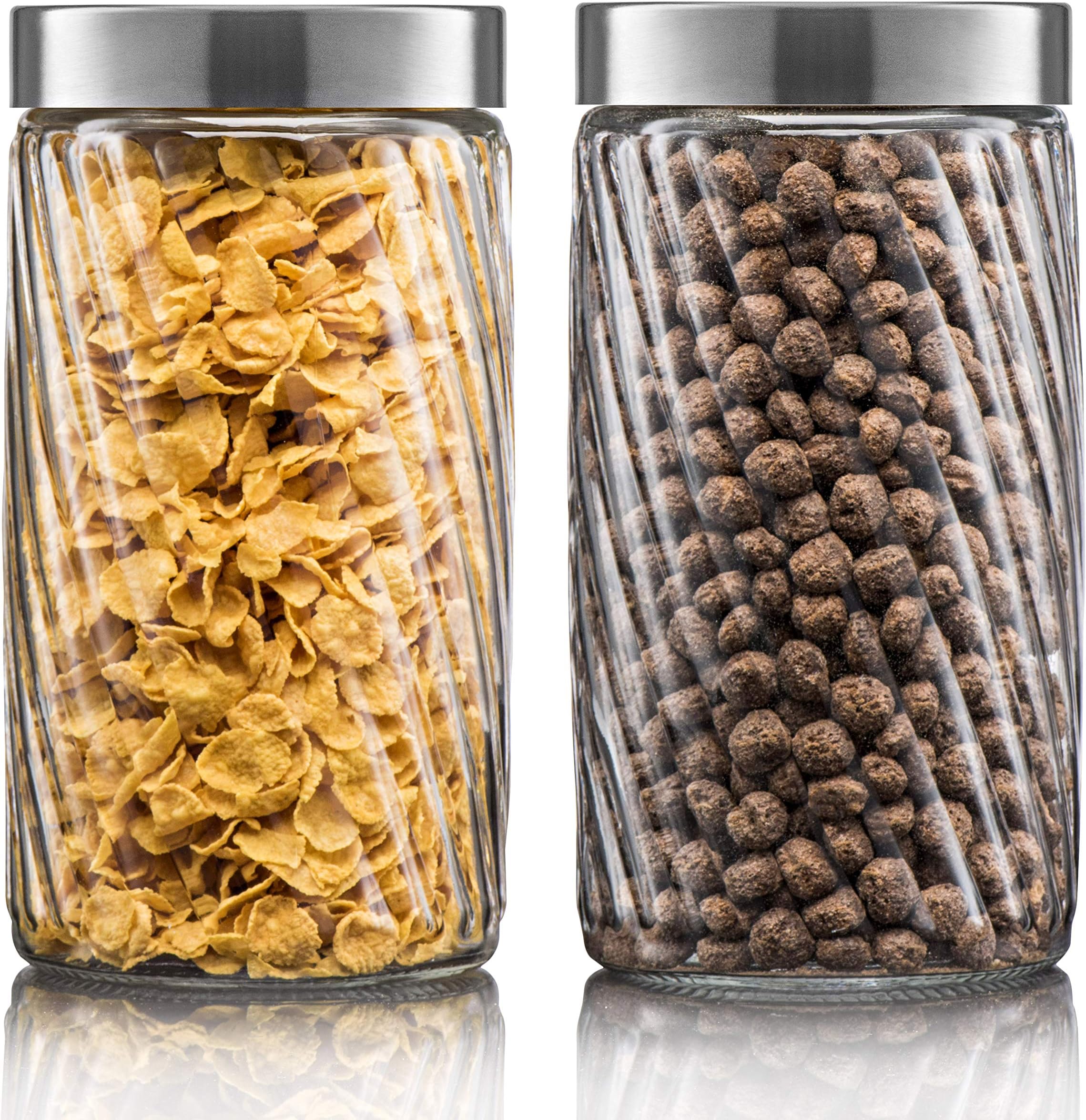 Glass Jar With Lid - Glass Canister 37oz/1100ml - 2pc Canister Set For Kitchen Counter - Cookie Jar - Glass Storage Jar - Canister With Lid by Klikel