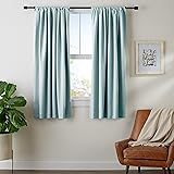 AmazonBasics Room Darkening Blackout Window Curtains with Tie Backs Set, 52" x 63", Seafoam Green