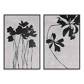 SIGNWIN 2 Piece Framed Canvas Wall Art Black...
