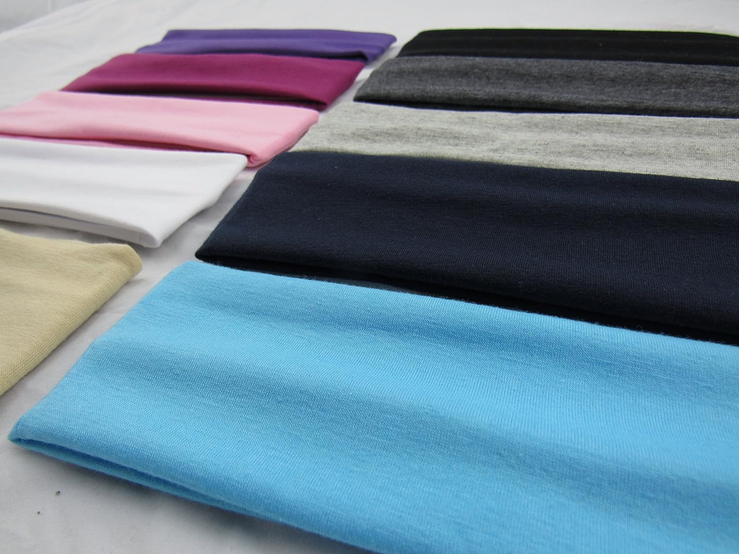 Styla Hair 10 Pack Yoga Headbands - Stretchy Cotton Sports Head Band - Variety Colors : Beauty