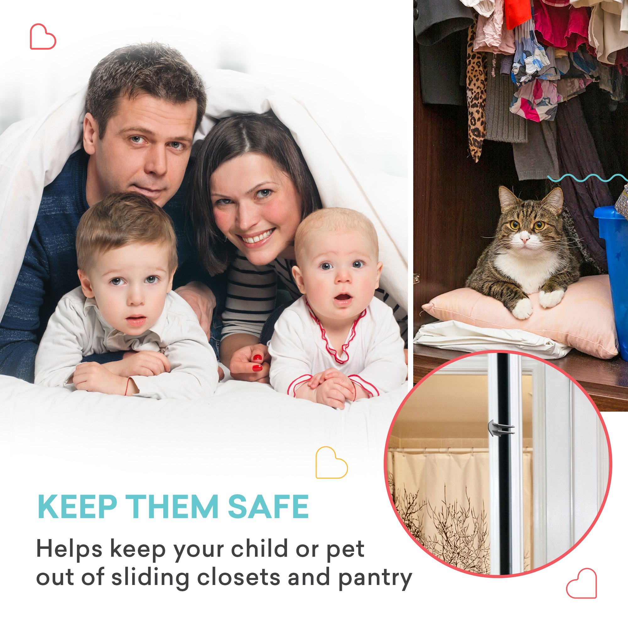 3m Sliding Door Lock For Child Safety Baby Proof Doors Closets