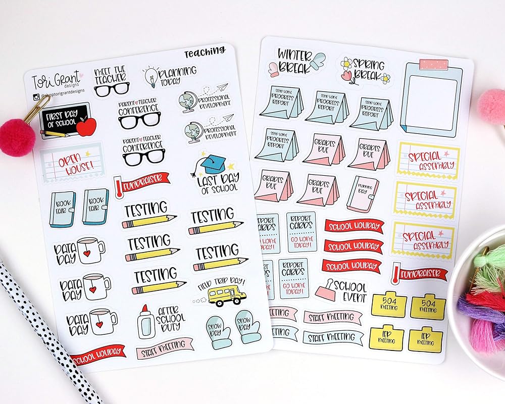 Amazon Teacher Planner Stickers Whole School Year Planning Handmade