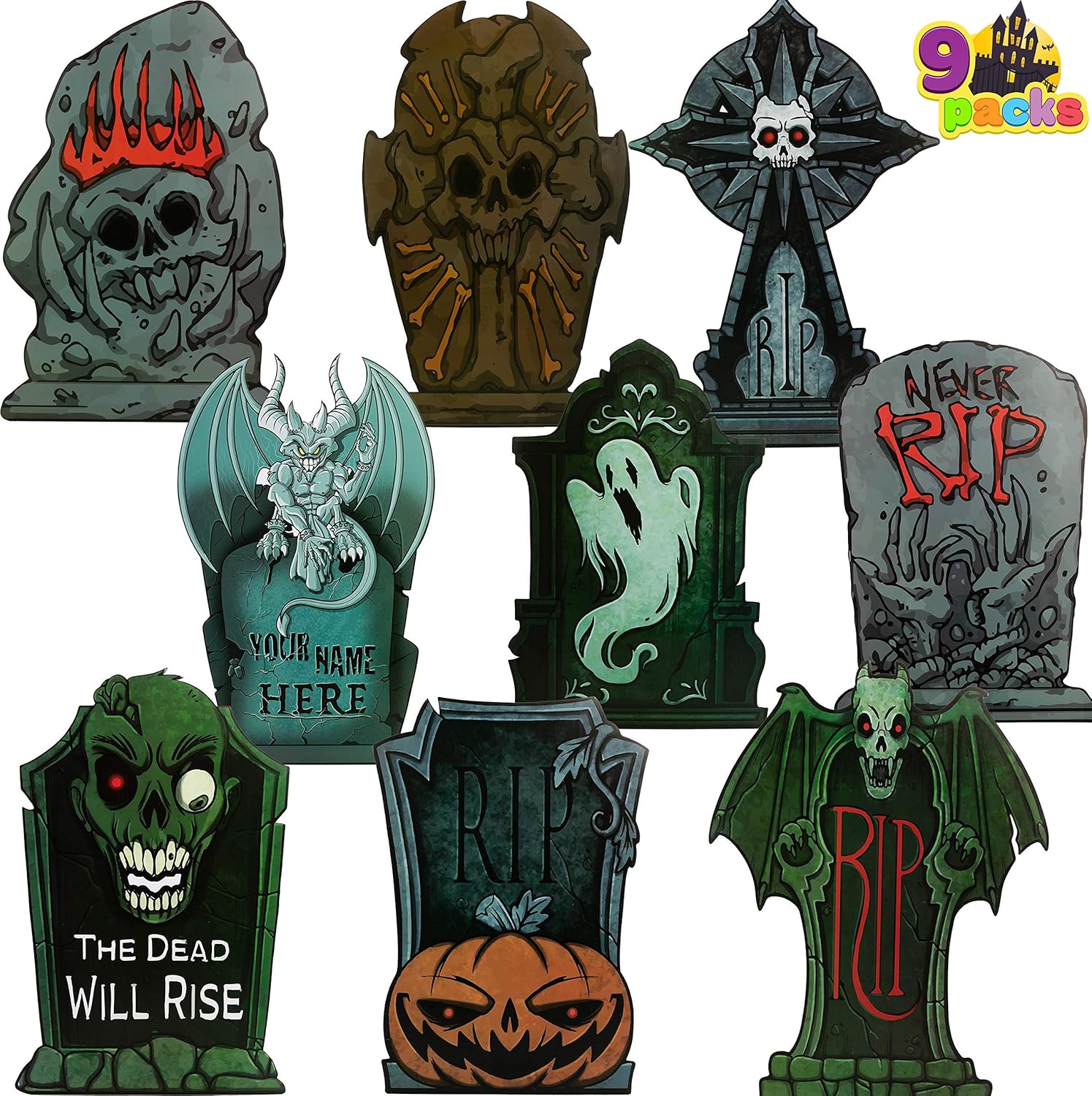 Yard Signs - JOYIN Halloween Tombstone Yard Decorations(Pack of 9), 17