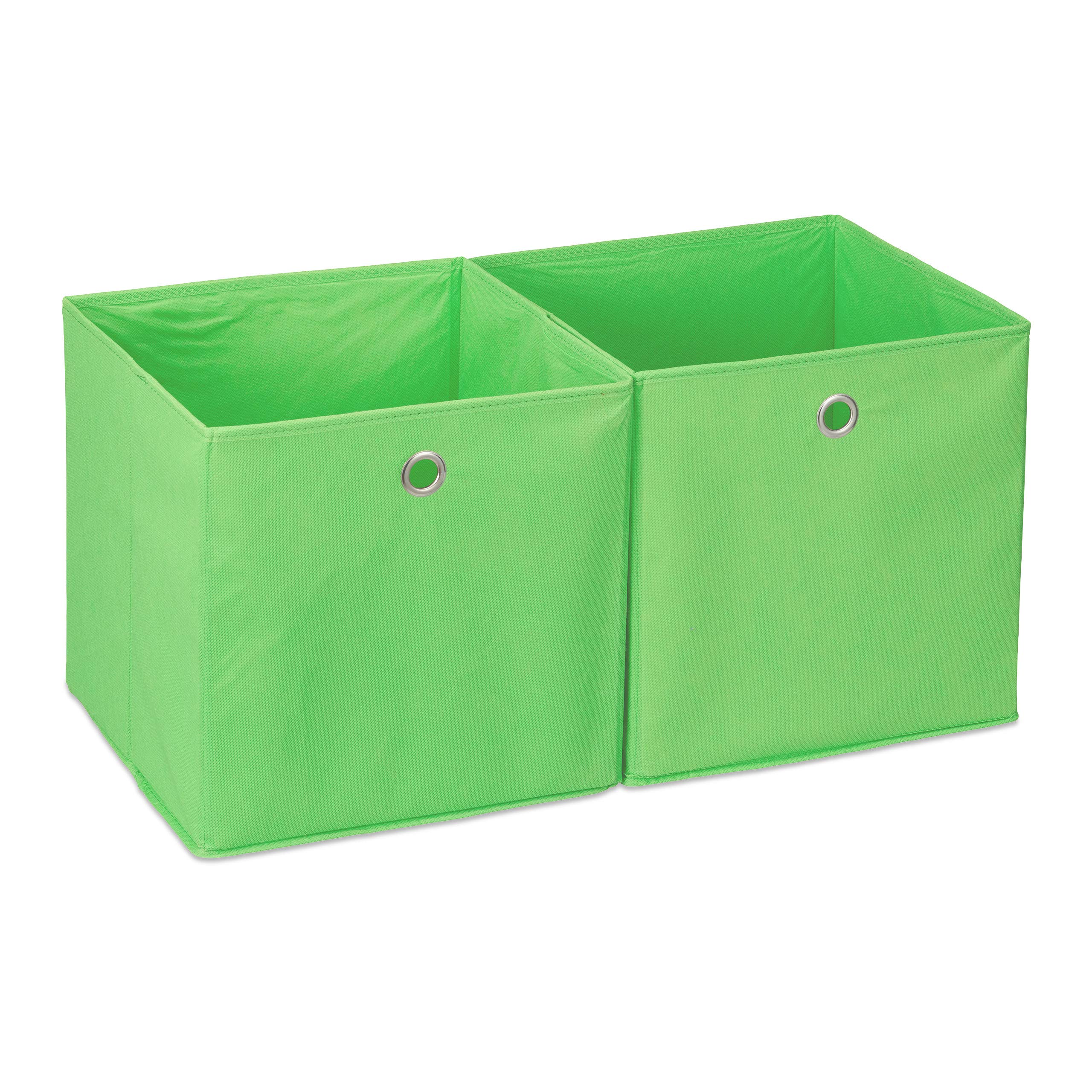 Relaxdays Box Set of 2, Shelf Storage Basket, Square Bins 30x30x30 cm, Green, 30 x 30 x 30 cm, 10025655_53