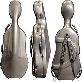 MI&amp;VI CC-8002M Ultra Light Hard Cello Case 4/4 (Full Size) with Adjustable Straps | Carbon Fiber Composite | Montagnana Wide Body Case for 4/4 Sized Cellos