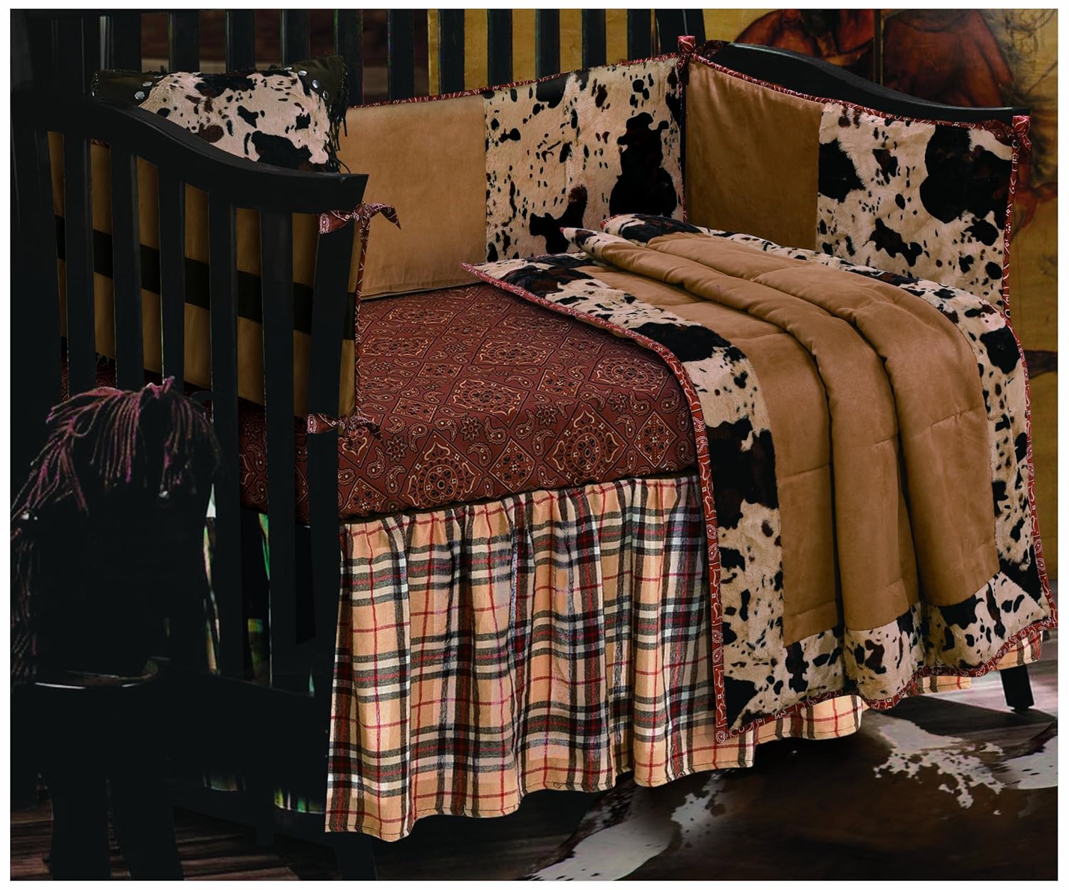 cowhide crib bedding