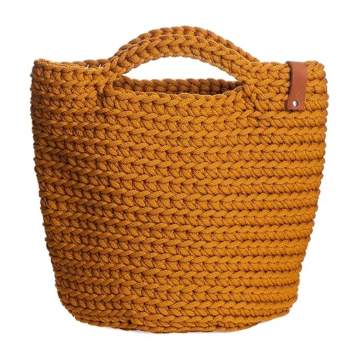 yellow crochet bag