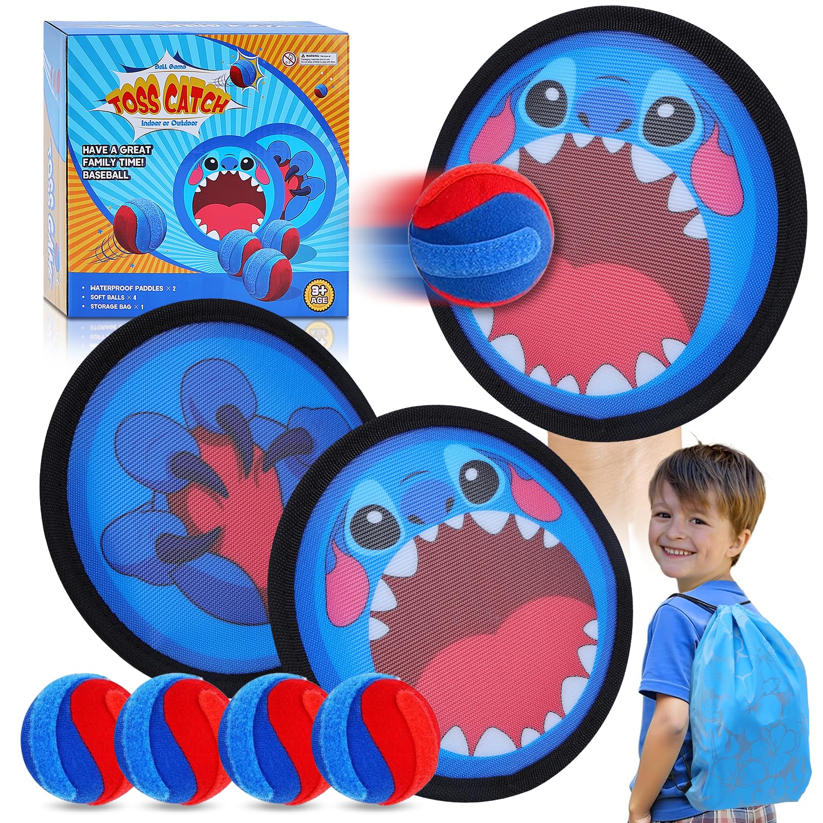 Photo 1 of Luixene Velcro Catch Ball Game for Kids - 4 Ultra-Soft Balls & Waterproof Bag | #1 Beach Pool Outdoor Toys | Family Party Games Ages 3-8 Boys Girls Toddler