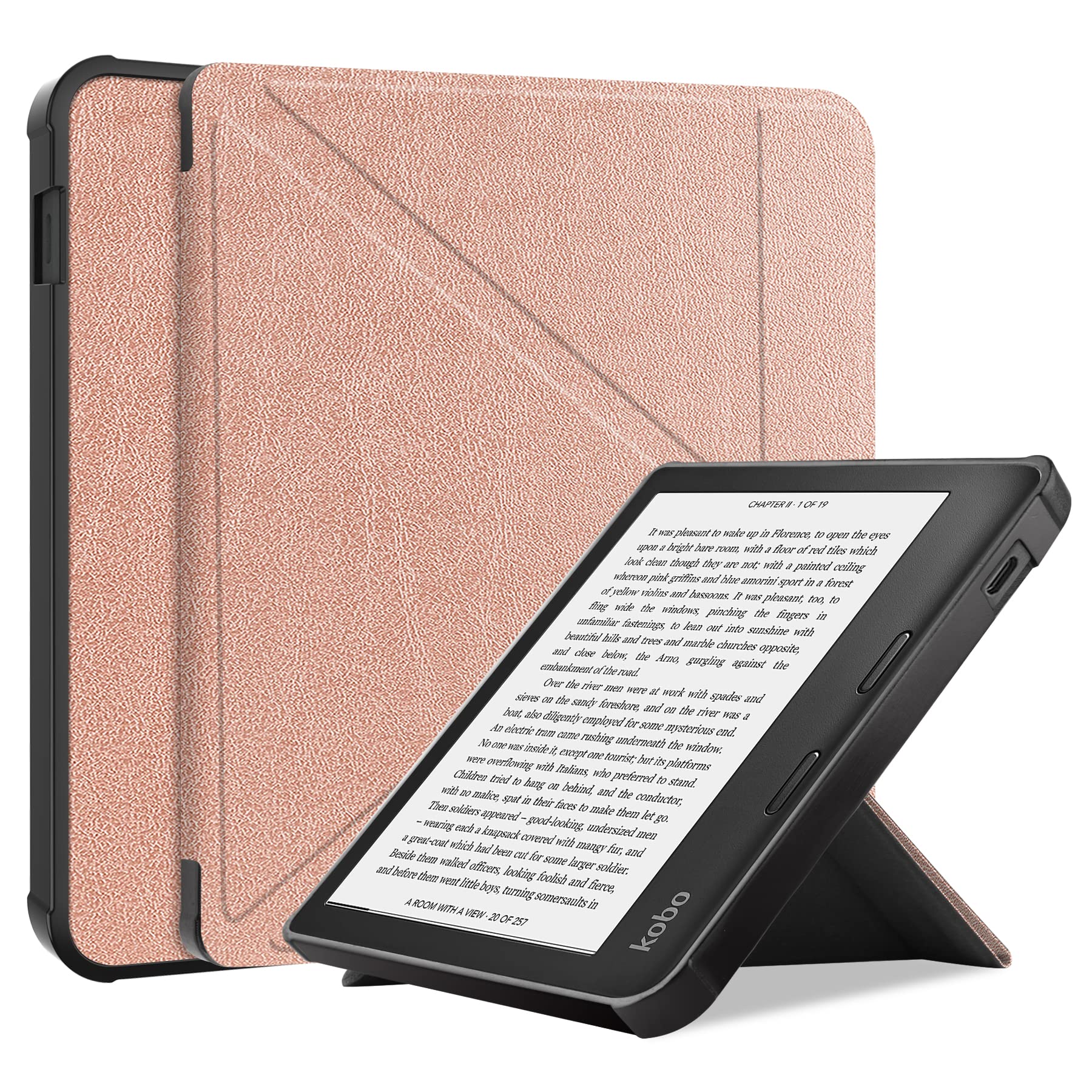 Staecas Shockproof Cover for Kobo Libra 2 Case – Kobo Libra2 eBook Reader Case with Folding Stand Protective Cover (Gold)