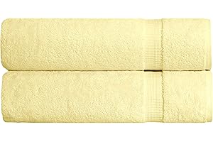 SALBAKOS 100% Turkish Cotton Extra Large Bath Sheet Set of 2 35x70 inch | Heirloom Quality | Hotel & Spa Collection | Soft, Absorbent Oversize Bath Towels | Made in Turkey (Yellow, 2 Bath Sheets)